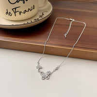 Thumbnail for Dainty CZ Inlaid S925 Sterling Silver Duo Butterfly Necklace - ArtGalleryZen