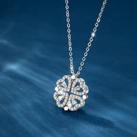 Thumbnail for Dainty CZ Inlaid Transformable Lucky Flower Heart Pendant Necklace - ArtGalleryZen