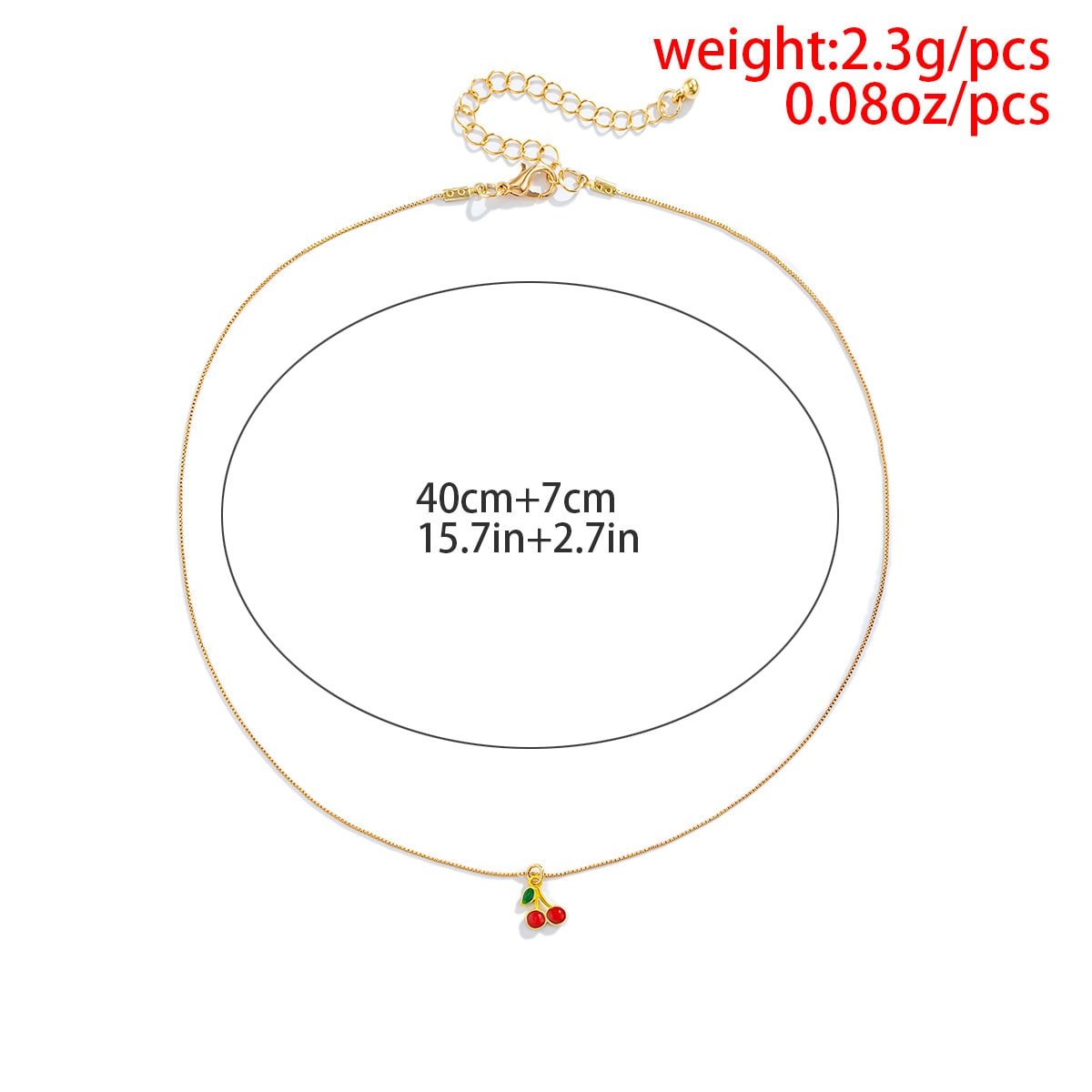 Dainty Enamel Cherry Pendant Box Chain Choker Necklace - ArtGalleryZen