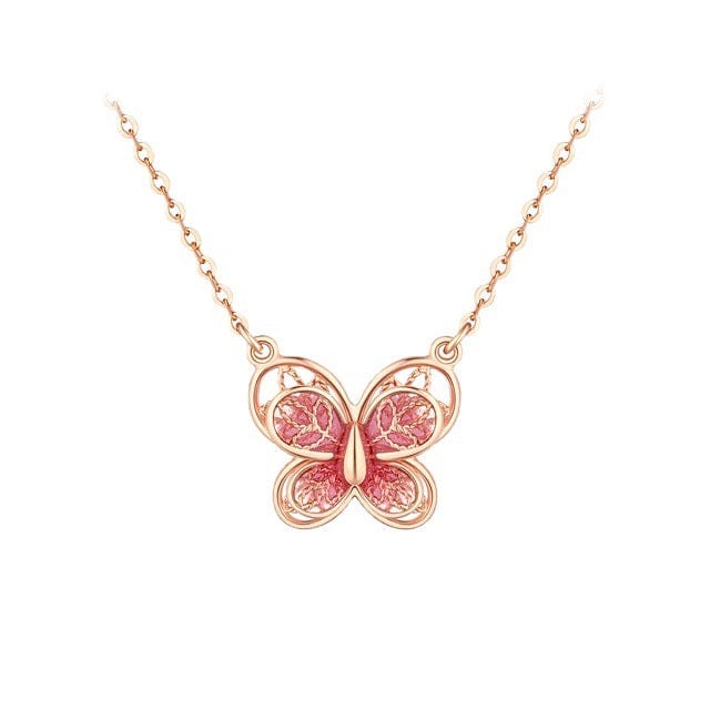 Dainty Enamel Filigree Inlay Butterfly Necklace - ArtGalleryZen