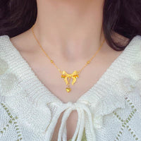 Thumbnail for Dainty Gold Bowknot Necklace - ArtGalleryZen
