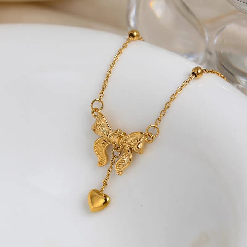 Dainty Gold Bowknot Necklace - ArtGalleryZen
