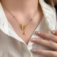 Thumbnail for Dainty Gold Bowknot Necklace - ArtGalleryZen
