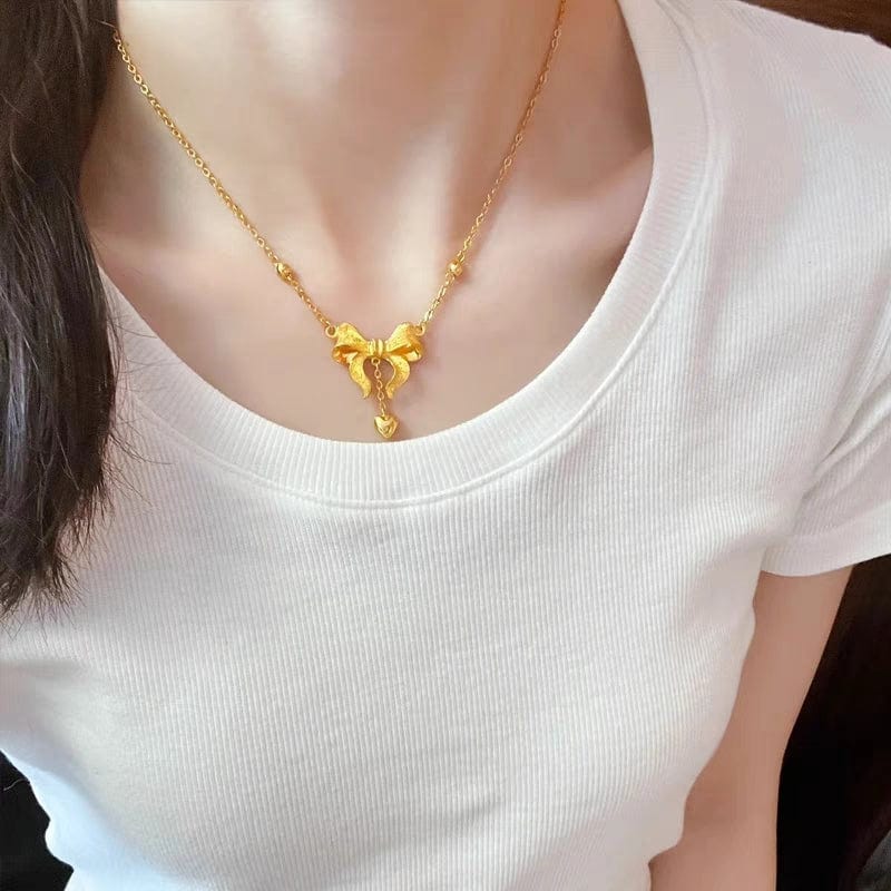 Dainty Gold Bowknot Necklace - ArtGalleryZen