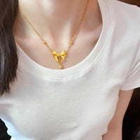 Thumbnail for Dainty Gold Bowknot Necklace - ArtGalleryZen