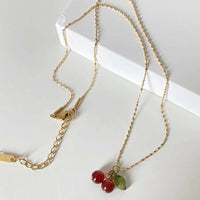 Thumbnail for Dainty Handmade Crystal Cherry Pendant Necklace - ArtGalleryZen