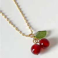 Thumbnail for Dainty Handmade Crystal Cherry Pendant Necklace - ArtGalleryZen