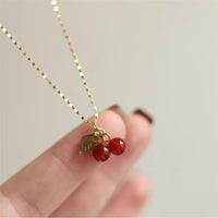 Thumbnail for Dainty Handmade Crystal Cherry Pendant Necklace - ArtGalleryZen