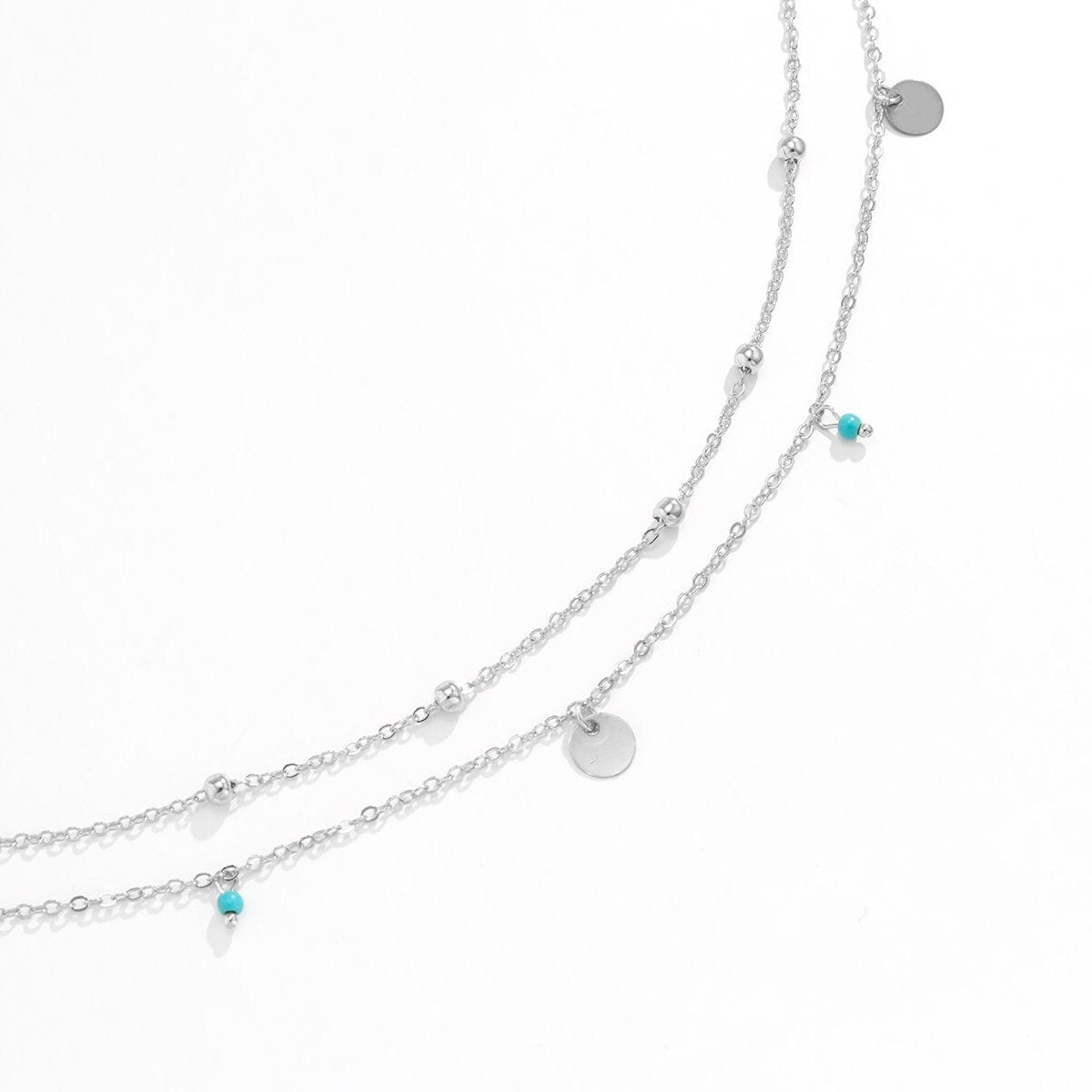 Dainty Layered Turquoise Sequins Tassel Saturn Belly Chain Set - ArtGalleryZen