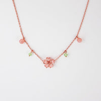 Thumbnail for Dainty Pink Crystal Flower Charm Necklace - ArtGalleryZen