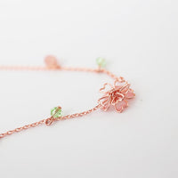 Thumbnail for Dainty Pink Crystal Flower Charm Necklace - ArtGalleryZen