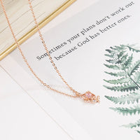 Thumbnail for Dainty Pink Crystal Rose Pendant Necklace - ArtGalleryZen