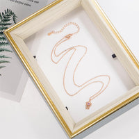 Thumbnail for Dainty Pink Crystal Rose Pendant Necklace - ArtGalleryZen