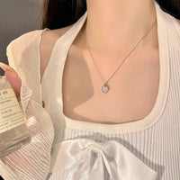 Thumbnail for Dainty S925 Silver Pink Opal Heart Necklace - ArtGalleryZen