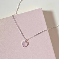 Thumbnail for Dainty S925 Silver Pink Opal Heart Necklace - ArtGalleryZen