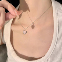 Thumbnail for Dainty S925 Silver Pink Opal Heart Necklace - ArtGalleryZen