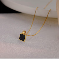 Thumbnail for Dainty S925 Sterling Silver Enamel Square Pendant Box Chain Necklace - ArtGalleryZen