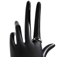 Thumbnail for Dainty Silver Plated Black Heart Ring - ArtGalleryZen