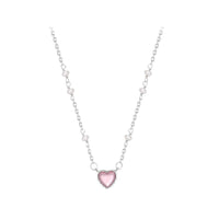 Thumbnail for Dainty Sterling Silver Pearl Charm Heart Necklace - ArtGalleryZen