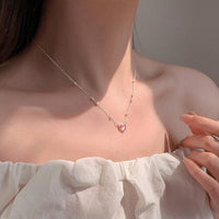 Thumbnail for Dainty Sterling Silver Pearl Charm Heart Necklace - ArtGalleryZen