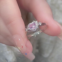 Chic CZ Inlaid Adjustable Crystal Star Heart Ring