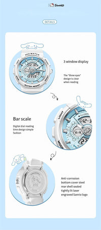 Thumbnail for Genuine Sanrio Cinnamoroll Waterproof Multifunction Electronic Dual Display Quartz Watch - ArtGalleryZen