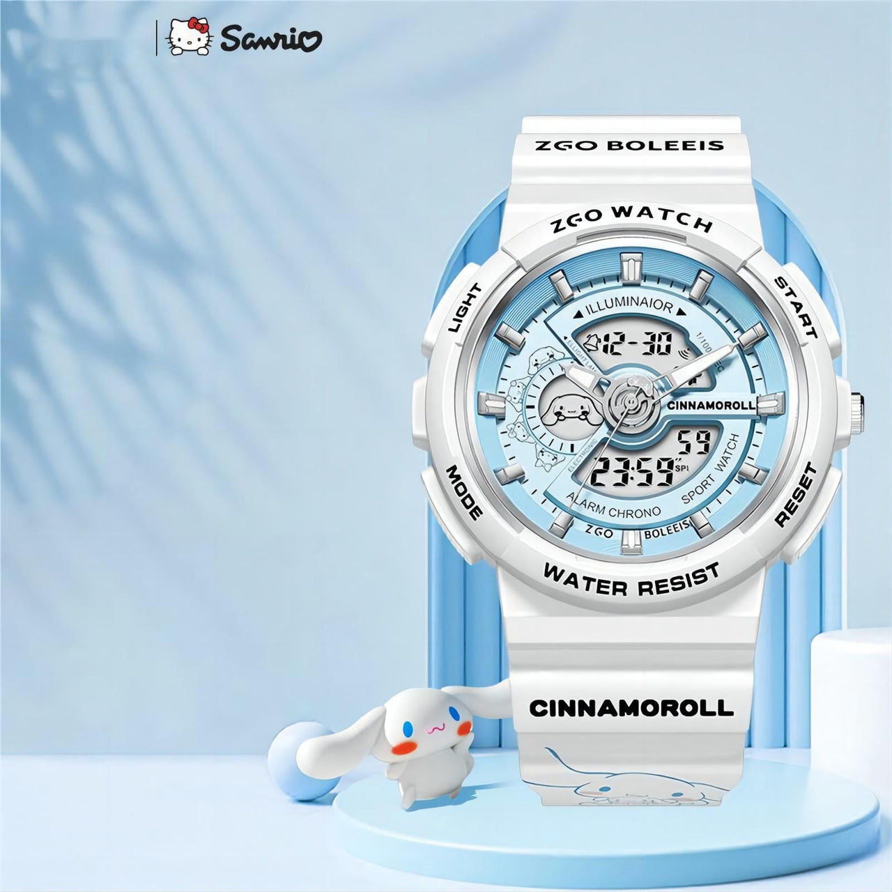 Genuine Sanrio Cinnamoroll Waterproof Multifunction Electronic Dual Display Quartz Watch - ArtGalleryZen