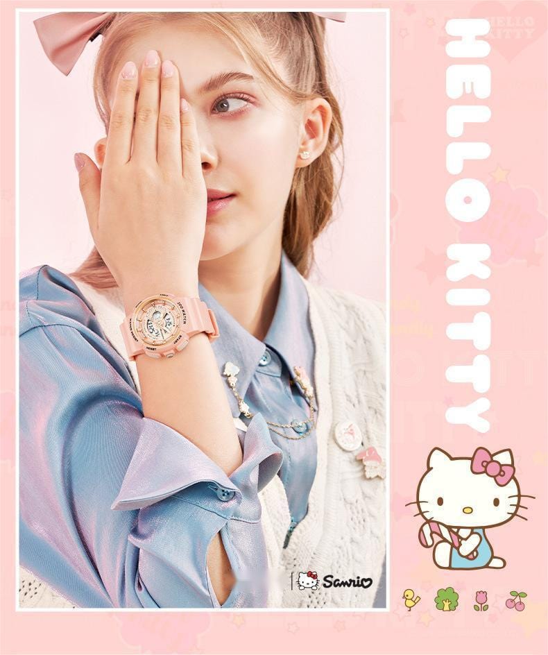 Genuine Sanrio Hello Kitty Waterproof Multifunction Electronic Dual Display Quartz Watch - ArtGalleryZen