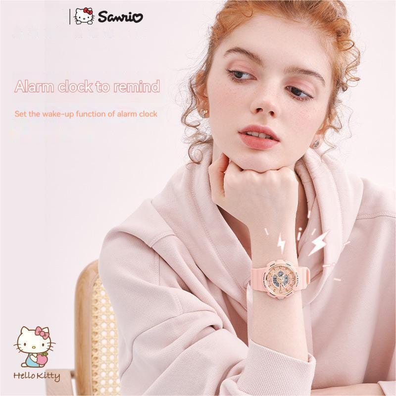 Genuine Sanrio Hello Kitty Waterproof Multifunction Electronic Dual Display Quartz Watch - ArtGalleryZen