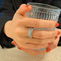 Thumbnail for Geometric Antique Silver Mahjong Ring - ArtGalleryZen