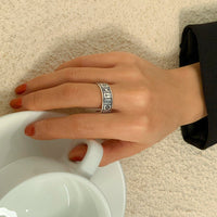 Thumbnail for Geometric Antique Silver Mahjong Ring - ArtGalleryZen