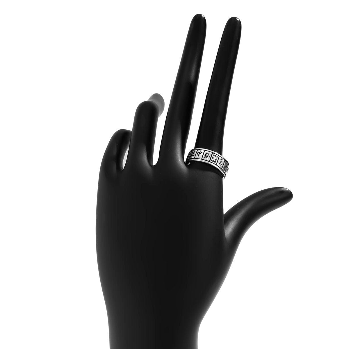 Geometric Antique Silver Mahjong Ring - ArtGalleryZen