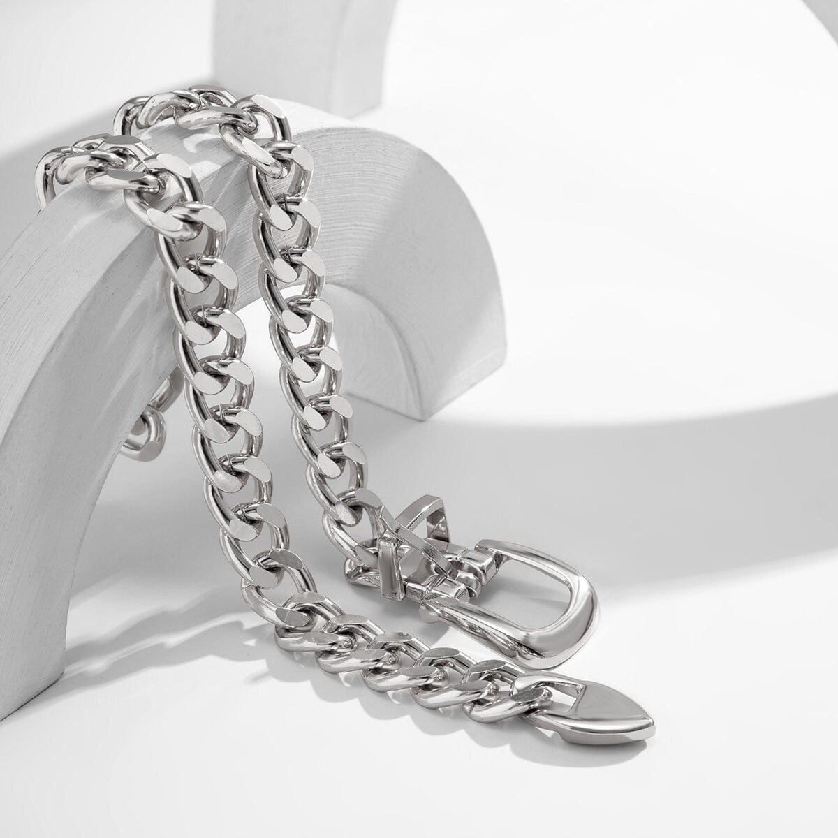 Geometric Chunky Belt Chain Choker Necklace - ArtGalleryZen