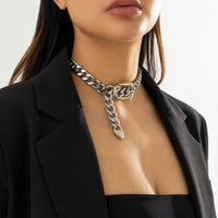 Thumbnail for Geometric Chunky Belt Chain Choker Necklace - ArtGalleryZen
