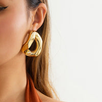 Thumbnail for Geometric Gold Silver Tone Chunky Hoop Earrings - ArtGalleryZen