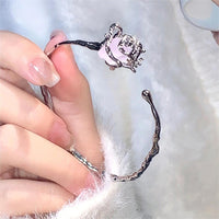 Thumbnail for Geometric Healing Stone Rose Bangle Bracelet - ArtGalleryZen