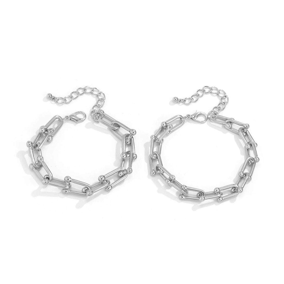 Geometric Layered U Shaped Tiffany Link Chain Stackable Bracelets