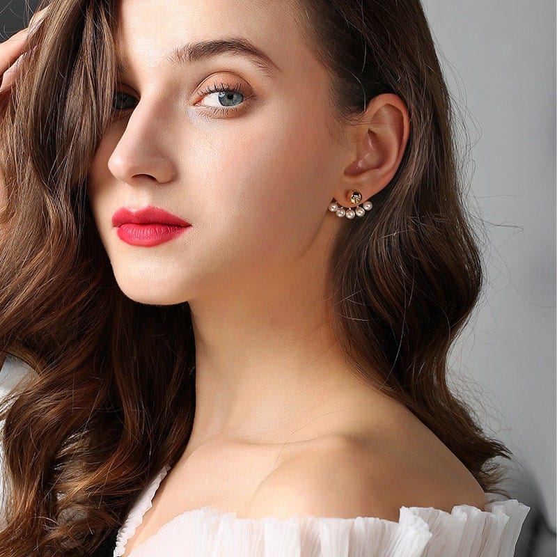 Geometric S925 Silver Post Pearl Earrings - ArtGalleryZen