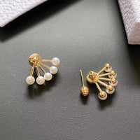 Thumbnail for Geometric S925 Silver Post Pearl Earrings - ArtGalleryZen