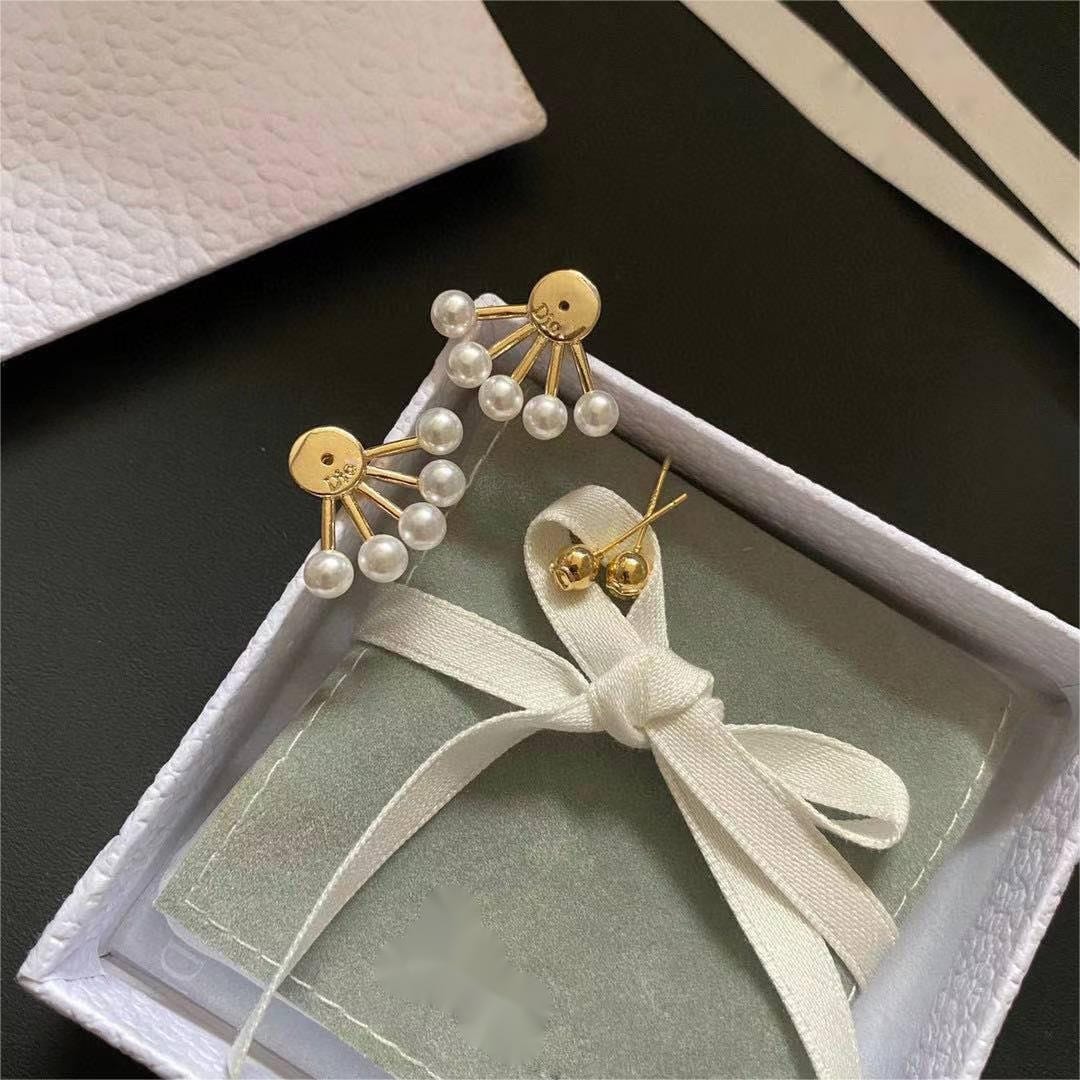 Geometric S925 Silver Post Pearl Earrings - ArtGalleryZen