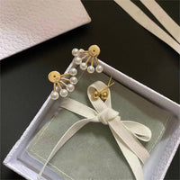 Thumbnail for Geometric S925 Silver Post Pearl Earrings - ArtGalleryZen