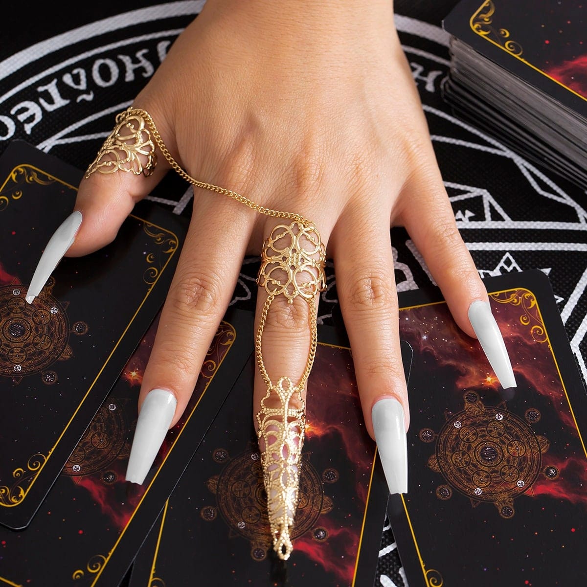 Gothic Dark Nail Fingers Hand Armor Nails Claws Finger Chain Rings - ArtGalleryZen