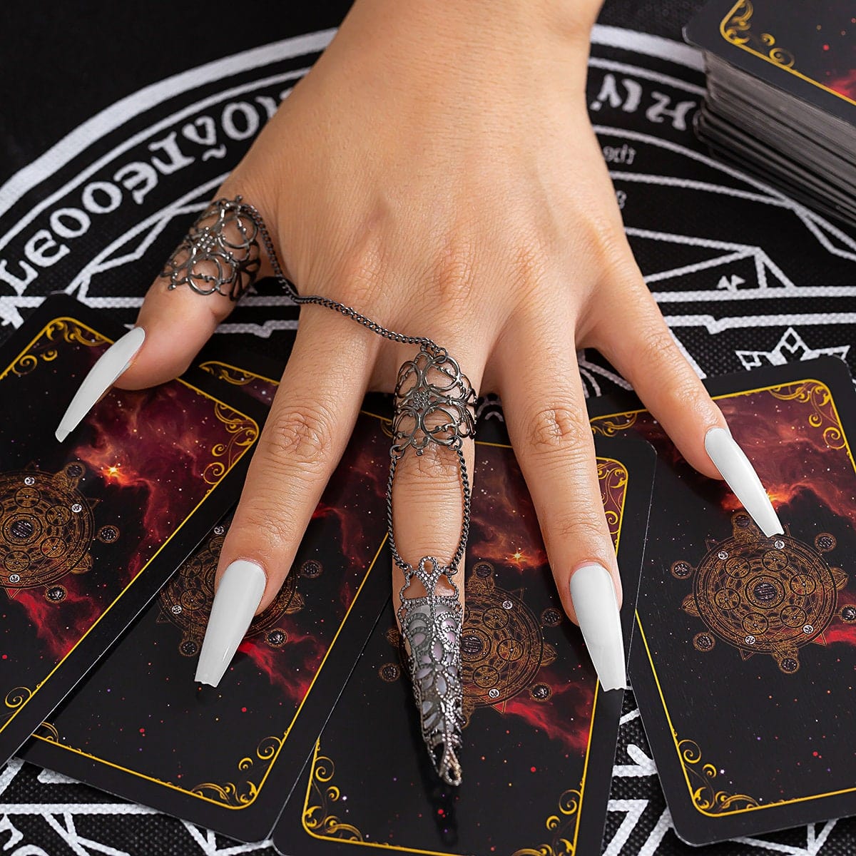 Gothic Dark Nail Fingers Hand Armor Nails Claws Finger Chain Rings - ArtGalleryZen