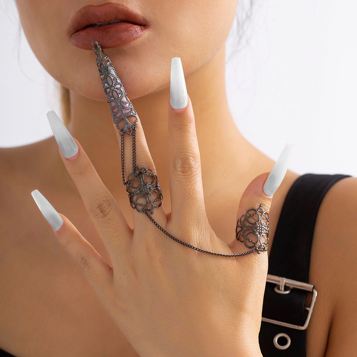 Gothic Dark Nail Fingers Hand Armor Nails Claws Finger Chain Rings - ArtGalleryZen