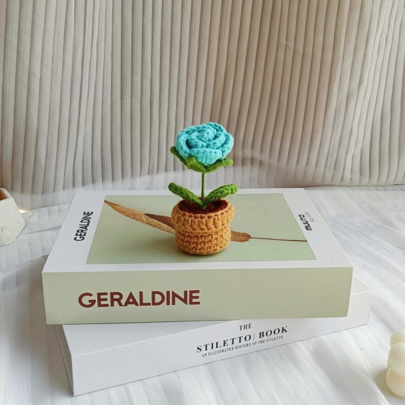 Hand-knitted Potted Crochet Flower - ArtGalleryZen