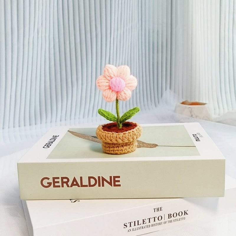 Hand-knitted Potted Crochet Flower - ArtGalleryZen