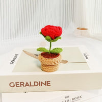 Thumbnail for Hand-knitted Potted Crochet Flower - ArtGalleryZen