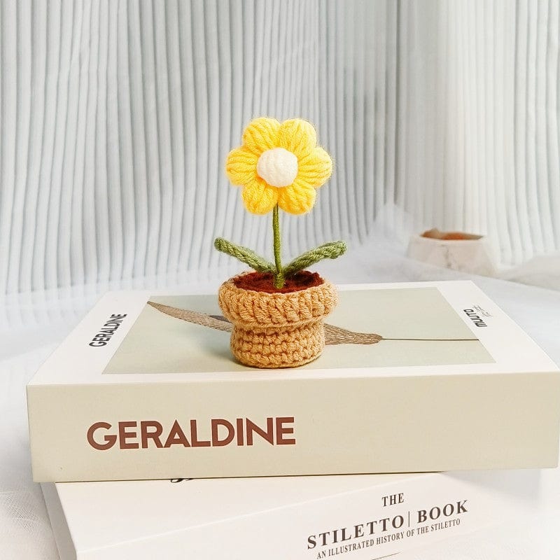 Hand-knitted Potted Crochet Flower - ArtGalleryZen