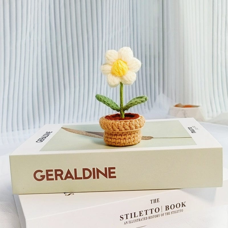 Hand-knitted Potted Crochet Flower - ArtGalleryZen