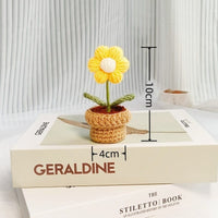 Thumbnail for Hand-knitted Potted Crochet Flower - ArtGalleryZen